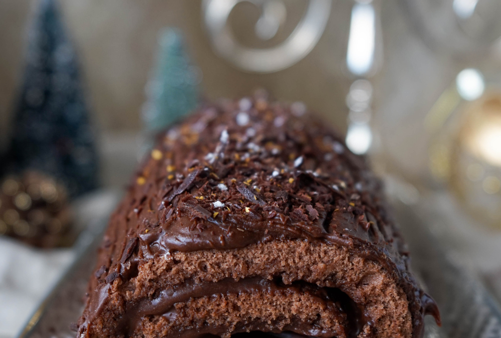 Chocolate Yule Log cake