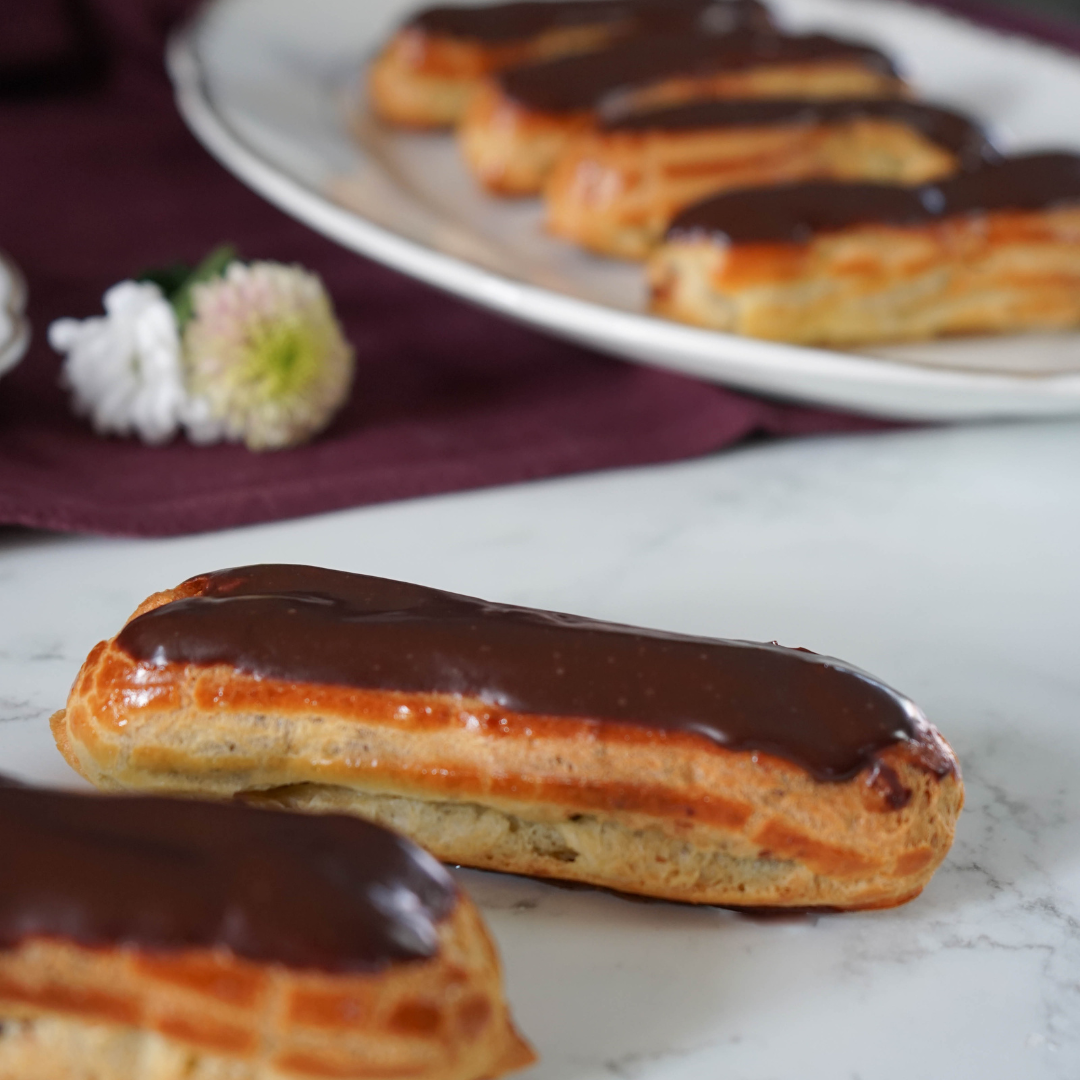 Online choux pastry course — éclairs, choux and profiteroles for home bakers.