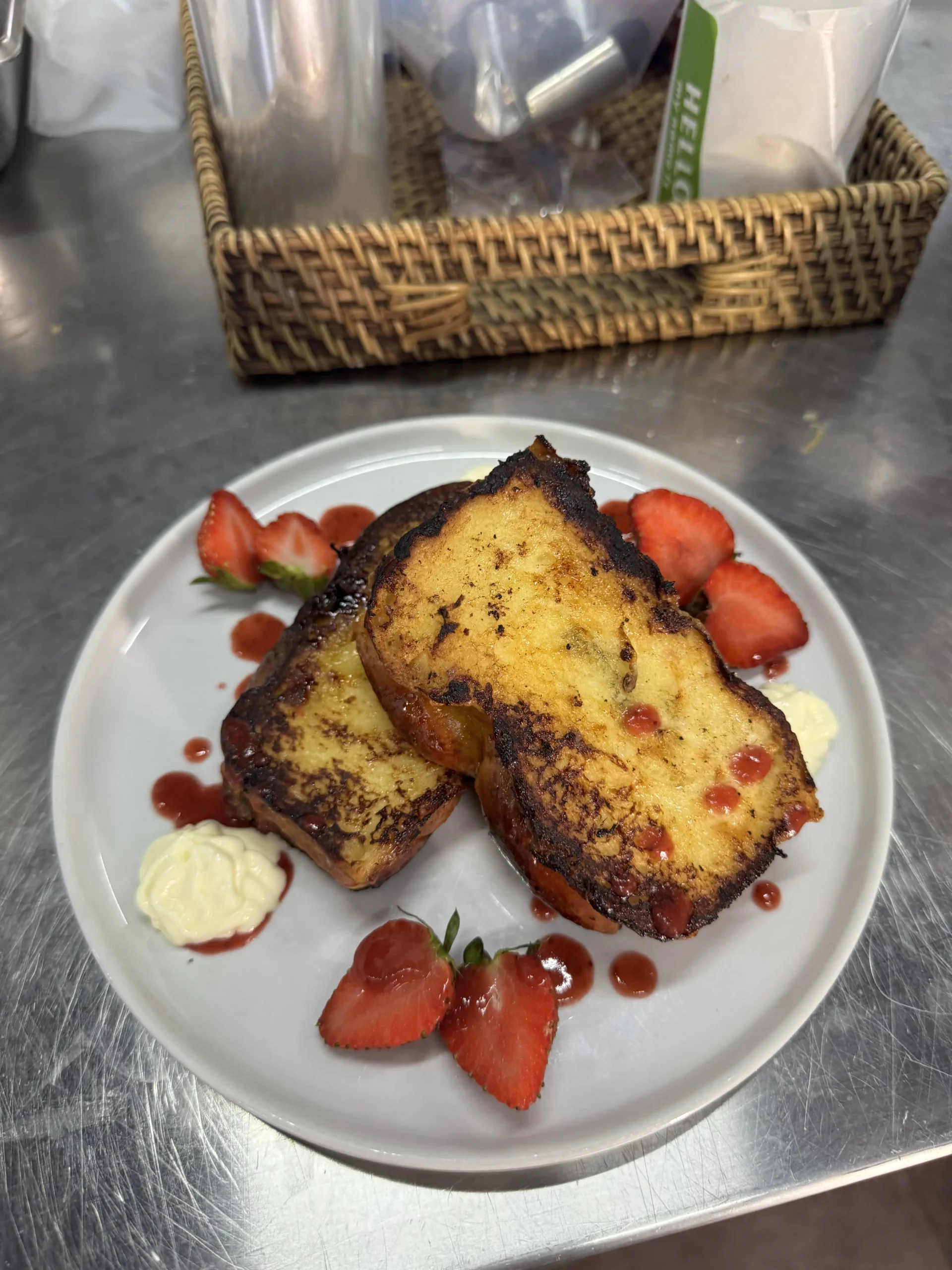 lombok-breakfast-french-toast Pain perdu plated for breakfast service at an island resort in Lombok