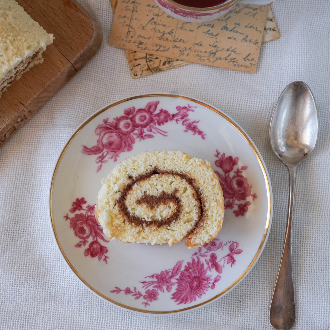 swiss roll light sponge rolled with chocolate filling